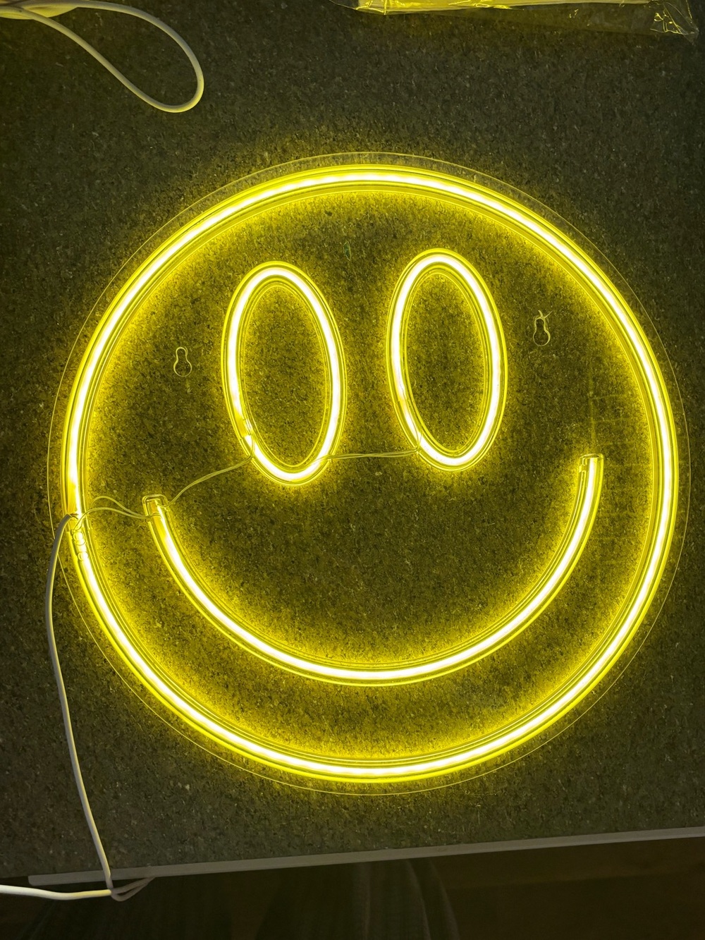 Yellow Neon Smiley Face Wall Light